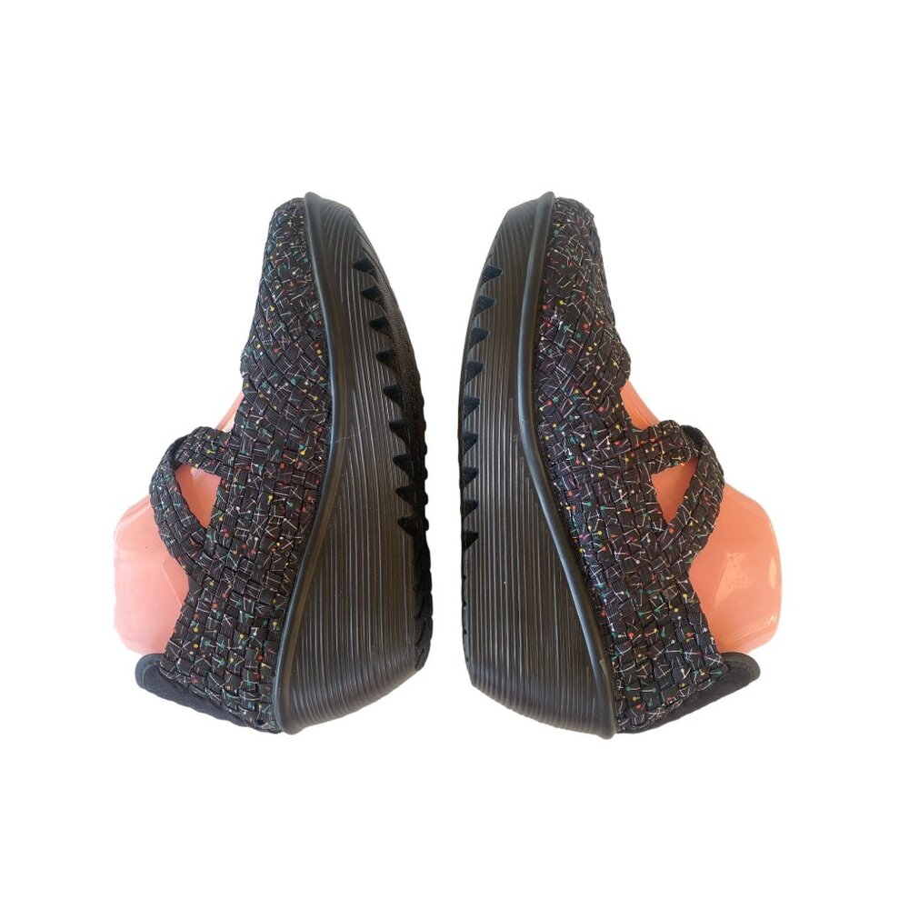 BERNIE MEV Women's 41 Cleopatra Pops Fabric Wedge Shoes US 11 Black - Picture 6 of 11